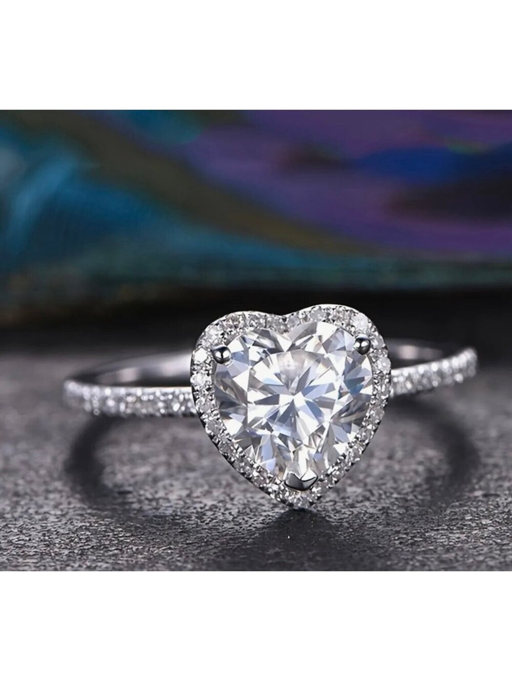 New - Elegant Heart-Shaped Rhinestone Pave Ring - Size 6